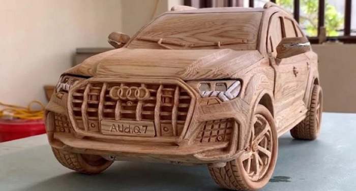 شاهد: نحت سيارة خشبية تشبه أودي Q7 2021 بشكل مبدع